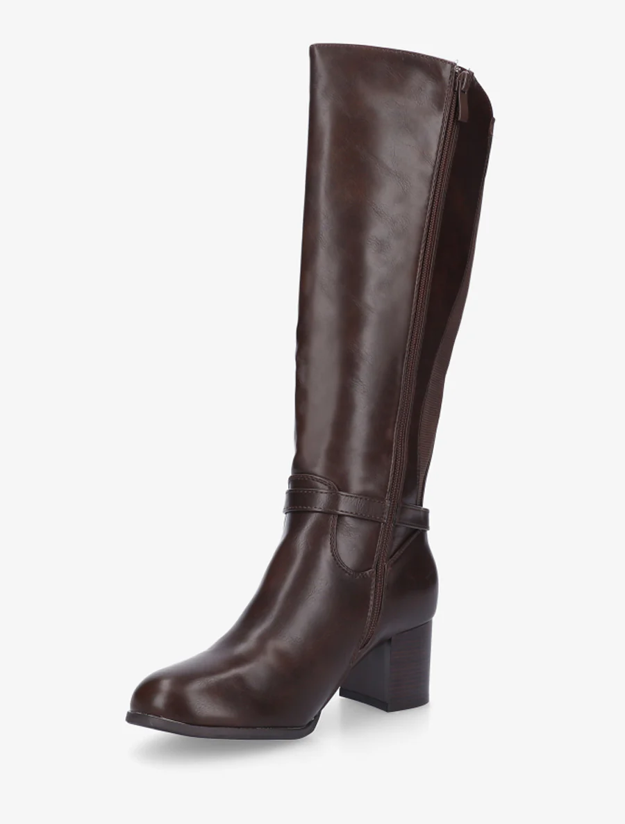 Bottes en simili à boucle décorative - Marron - Image 3