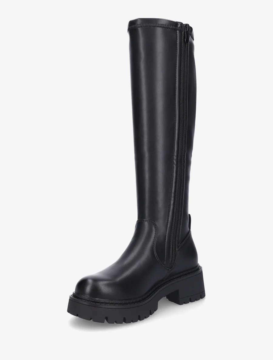 Bottes en simili à bout rond - Noir - Image 3
