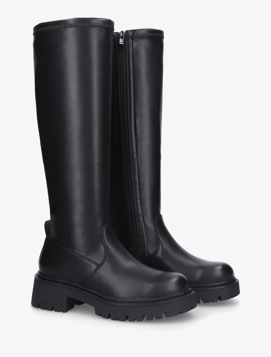 Bottes en simili à bout rond - Noir - Image 4