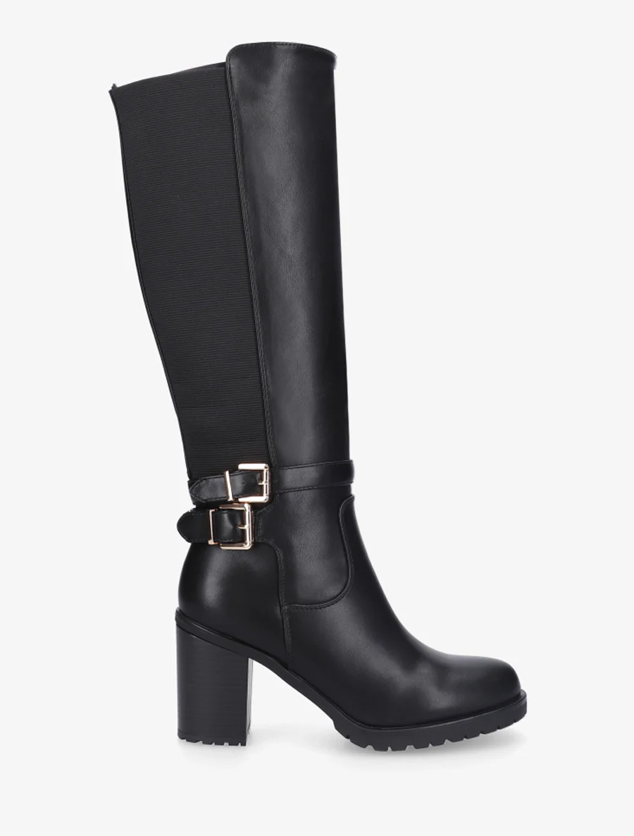 Bottes en simili à double sangles - Noir