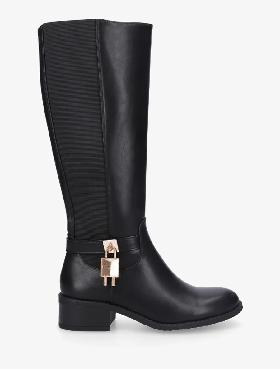 Bottes en simili à empiècement métallique - Noir