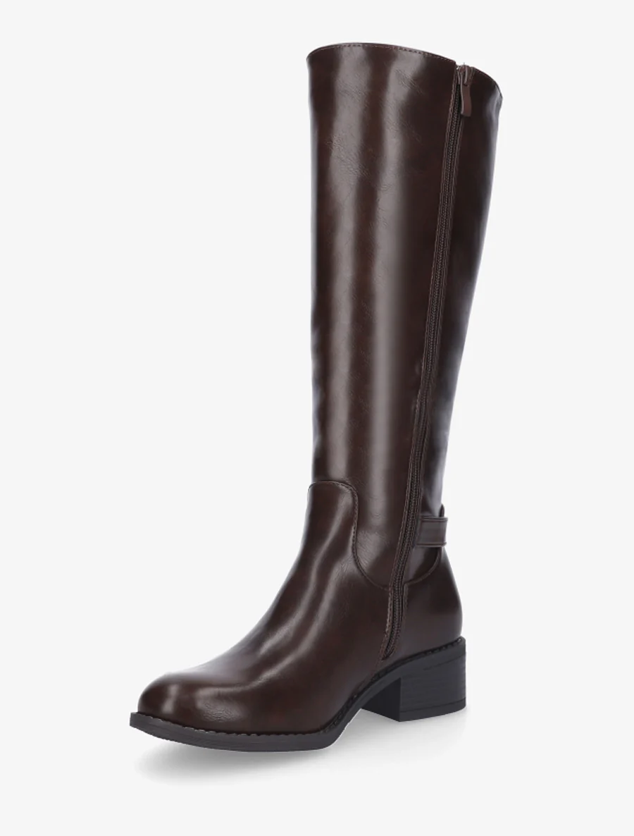 Bottes en simili à empiècement métallique - Marron - Image 3