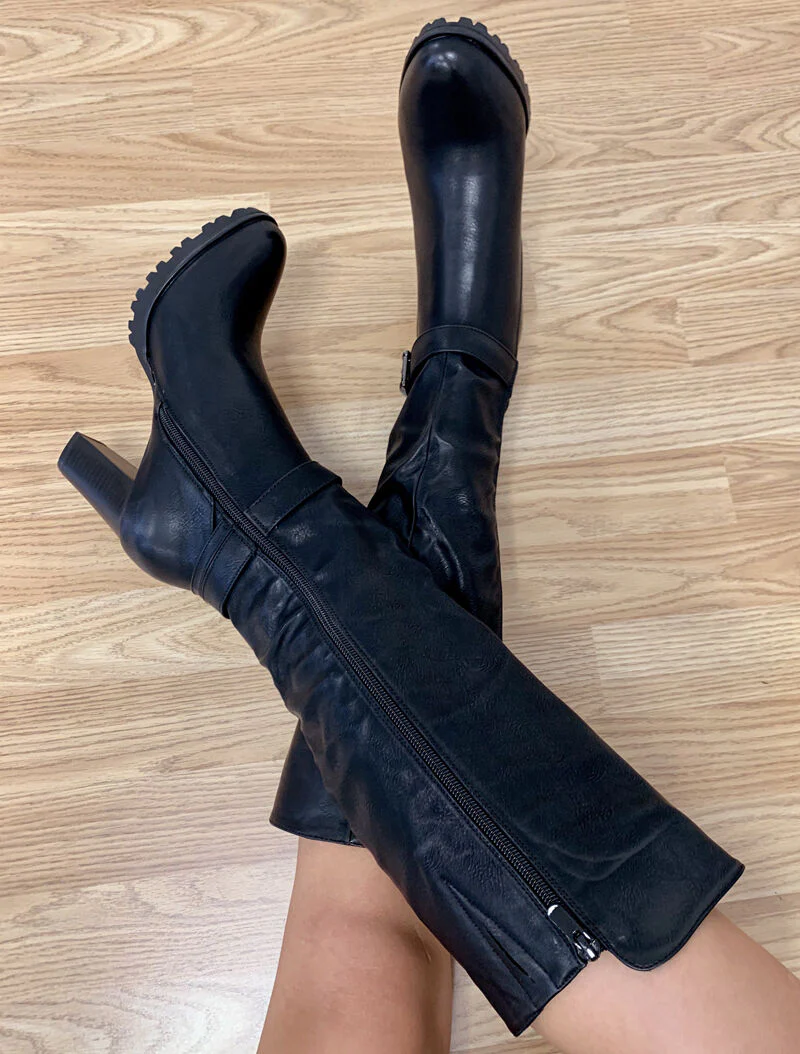 Bottes en simili à talon - noir - Image 6