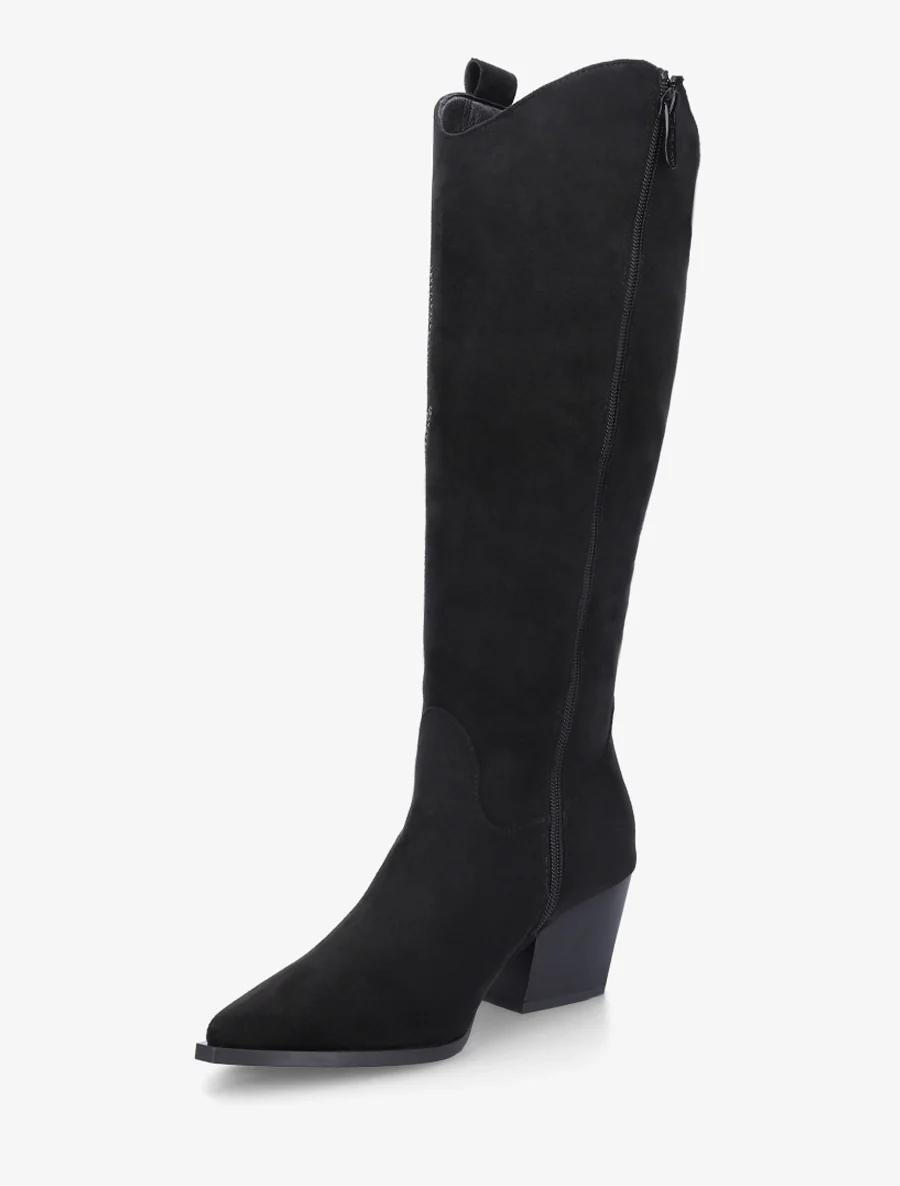 Bottes en suédine style santiags - Noir - Image 3
