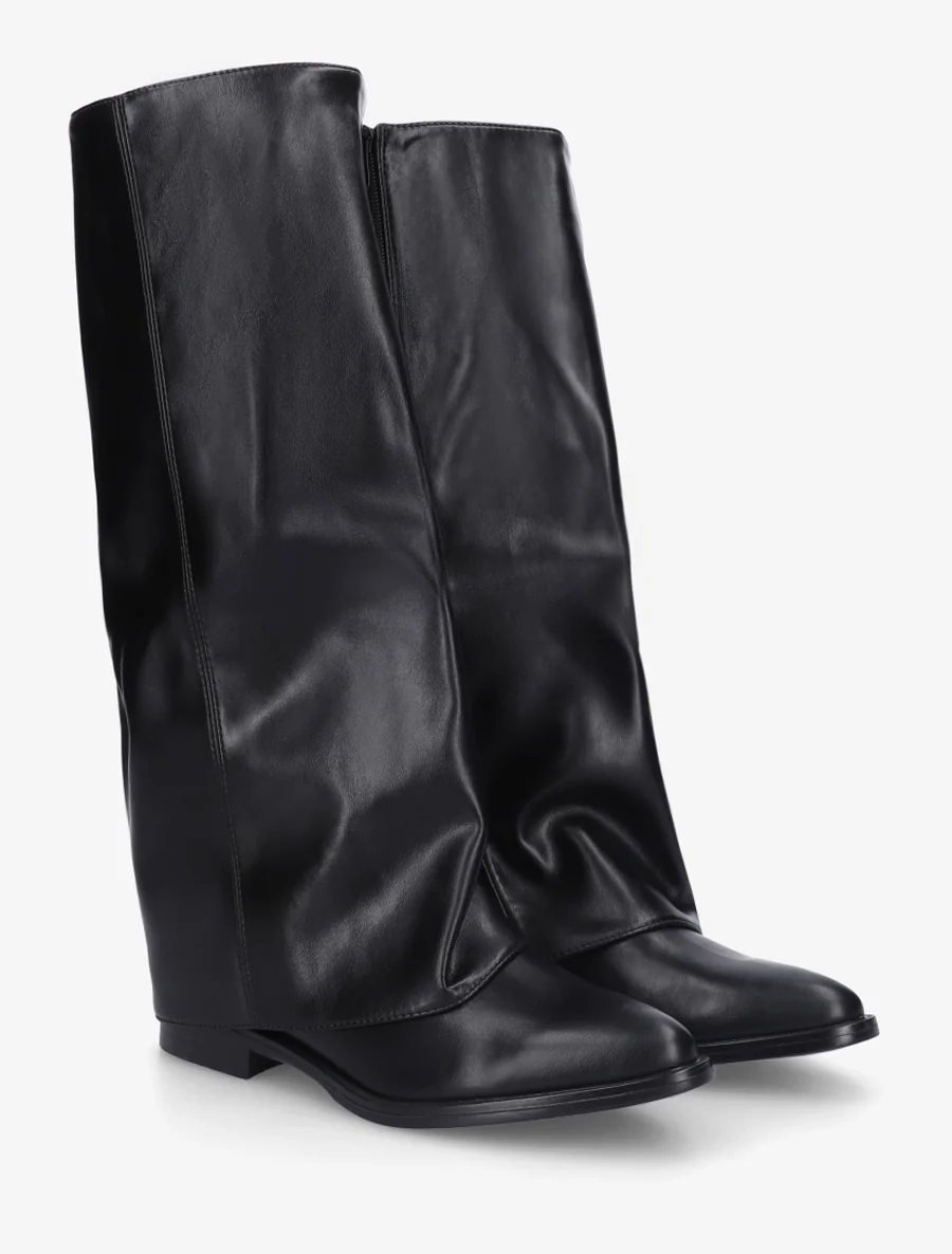 Bottes plates à revers - Noir - Image 4