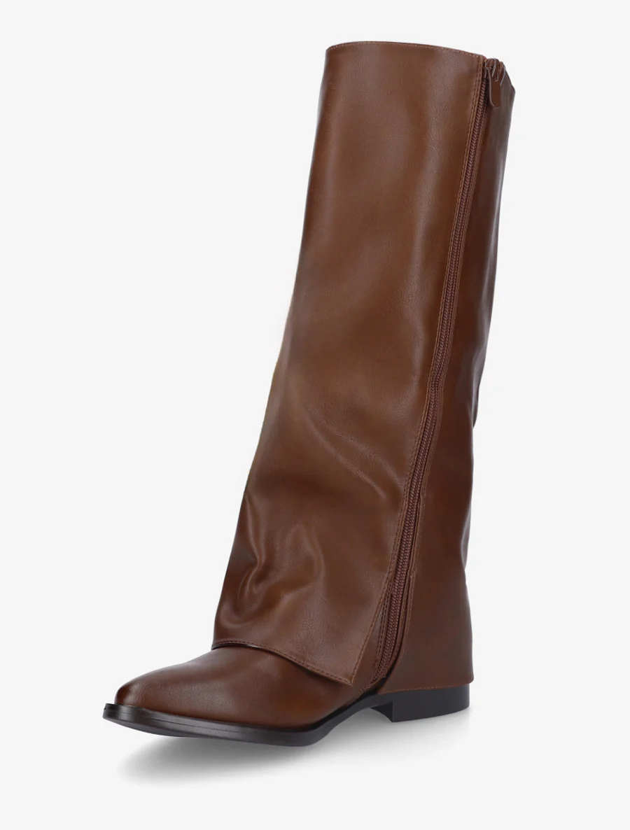 Bottes plates à revers - Camel - Image 3