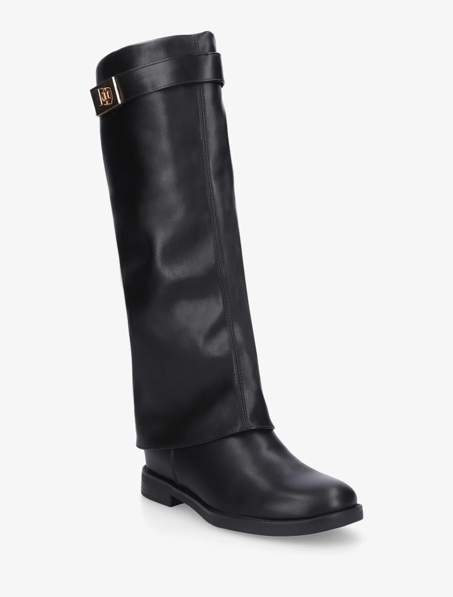 Bottes plates en simili - Noir - Image 2