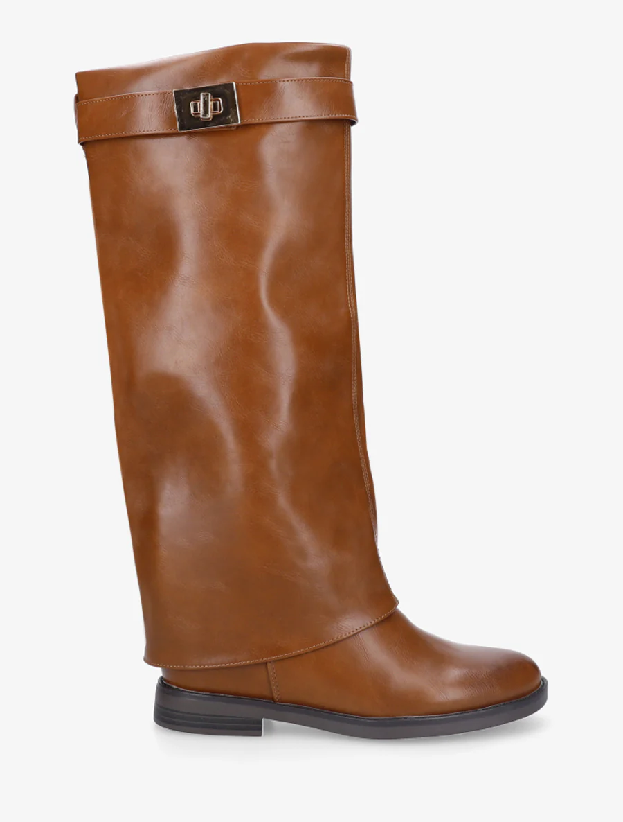 Bottes plates en simili - Camel