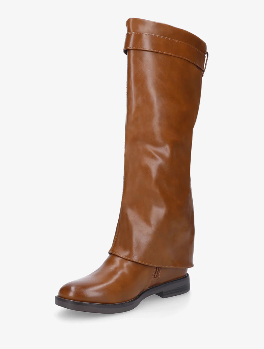 Bottes plates en simili - Camel - Image 3