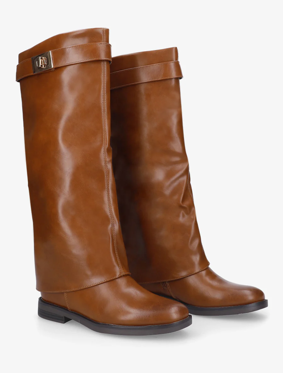 Bottes plates en simili - Camel - Image 4
