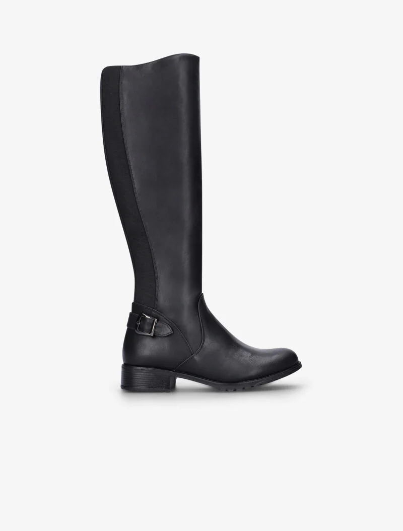Bottes style cavalière à bandes stretch - noir
