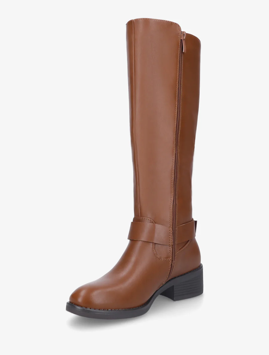 Bottes style cavalière à boucle - Camel - Image 3