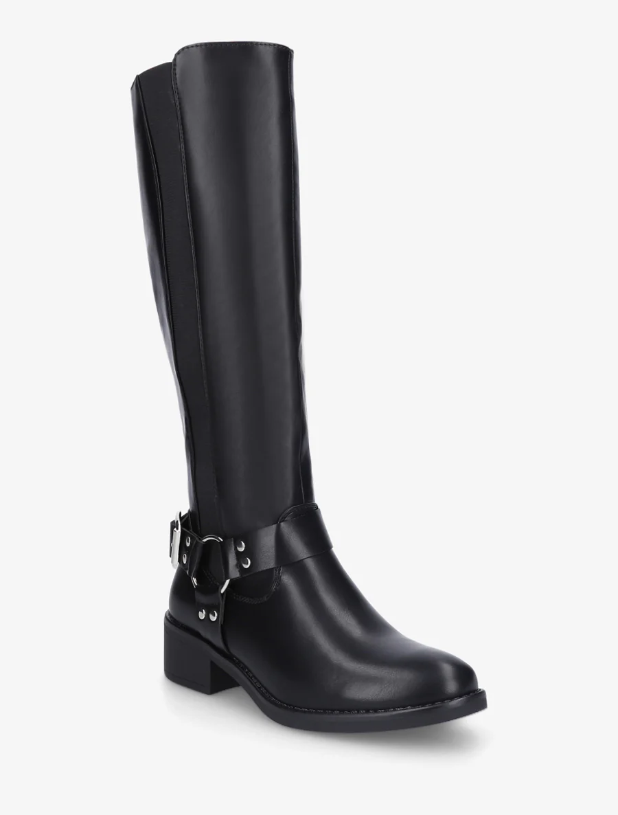 Bottes style cavalière à boucle - Noir - Image 2