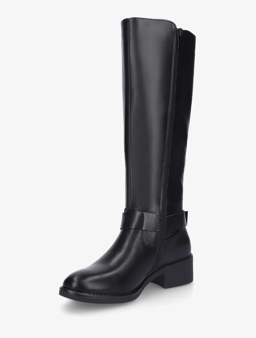 Bottes style cavalière à boucle - Noir - Image 3