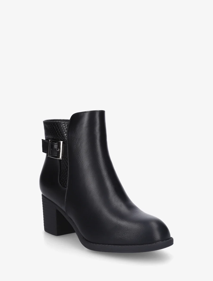 Bottines à boucle et empiècement python - Noir - Image 2