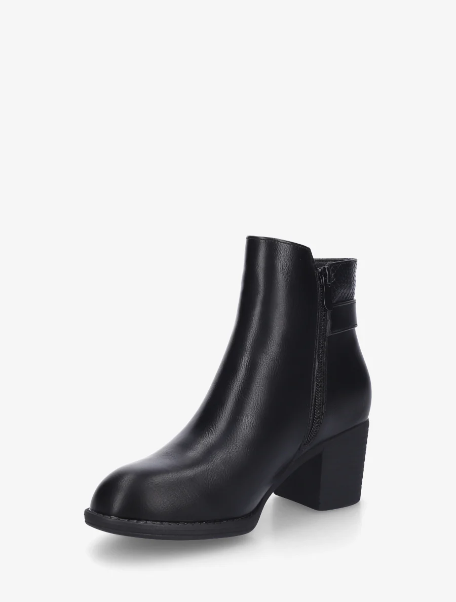 Bottines à boucle et empiècement python - Noir - Image 3