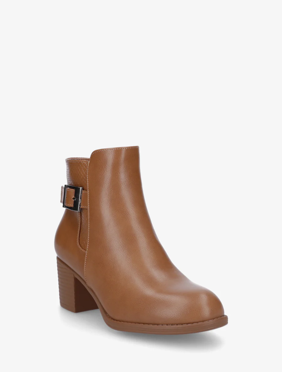 Bottines à boucle et empiècement python - Camel - Image 2