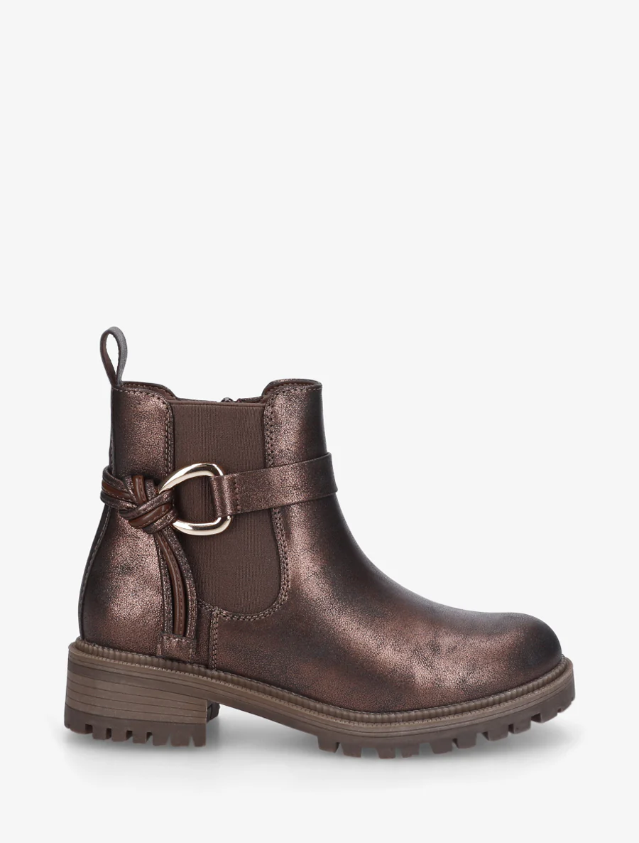 Bottines à cheville élastiquée et boucle - Bronze