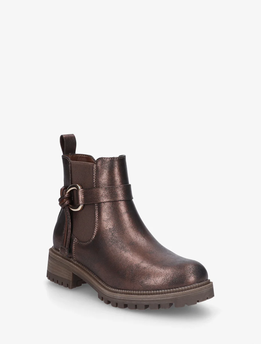 Bottines à cheville élastiquée et boucle - Bronze - Image 2