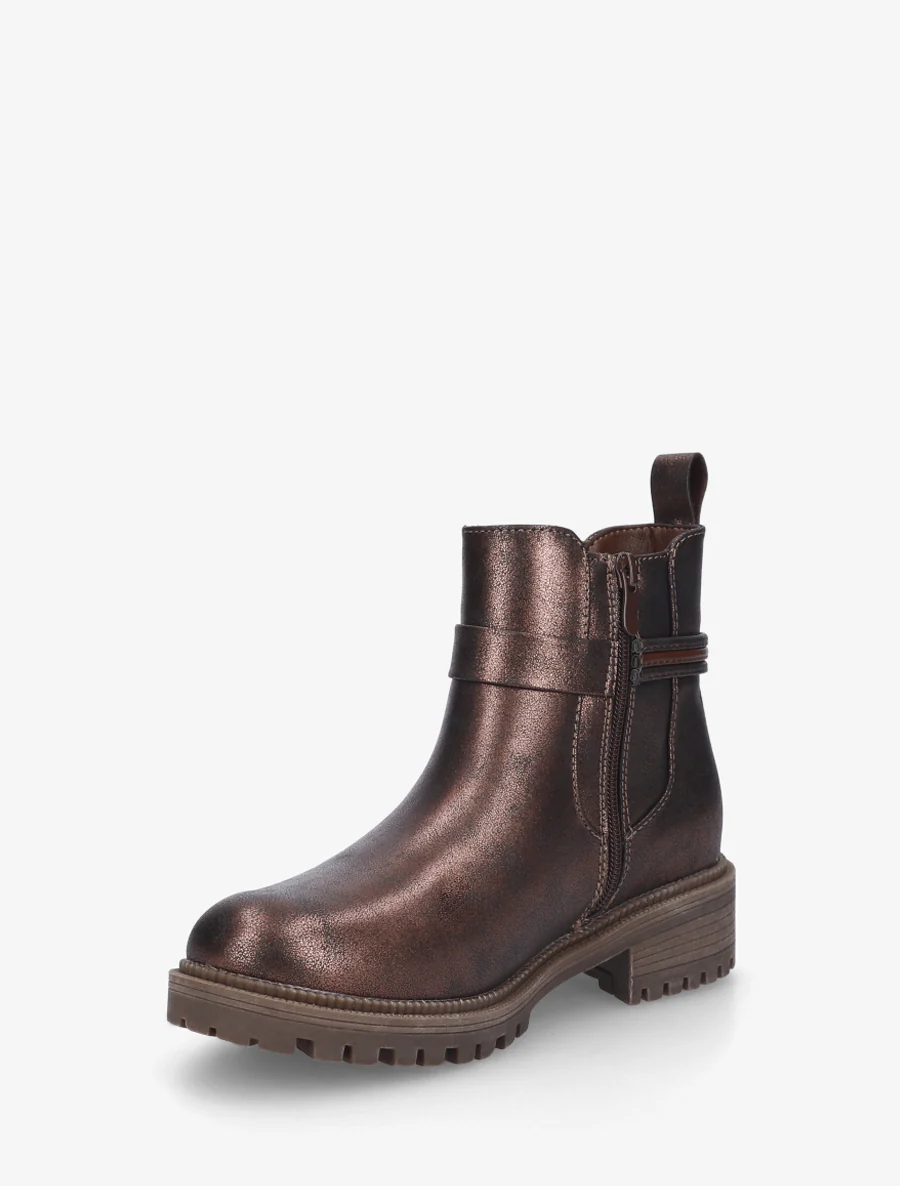 Bottines à cheville élastiquée et boucle - Bronze - Image 3