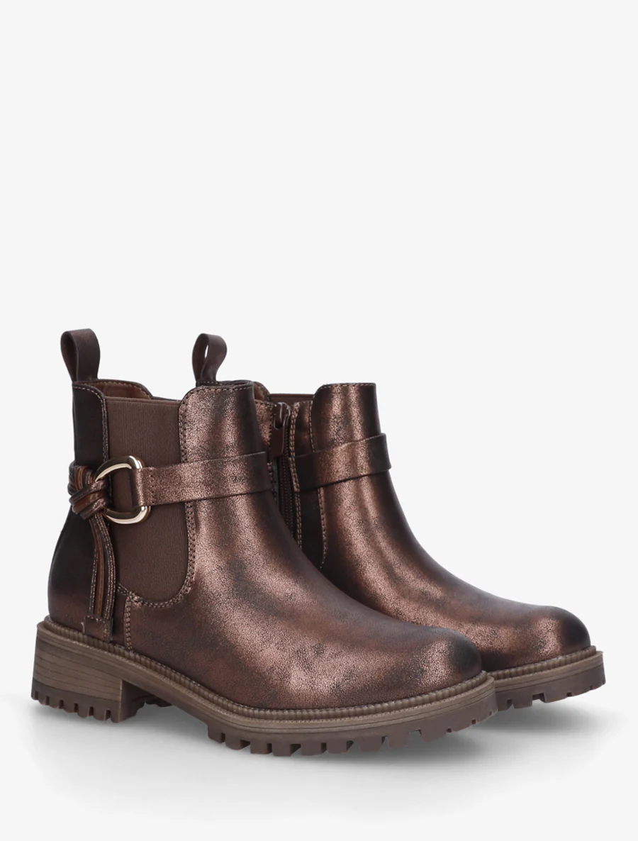Bottines à cheville élastiquée et boucle - Bronze - Image 4