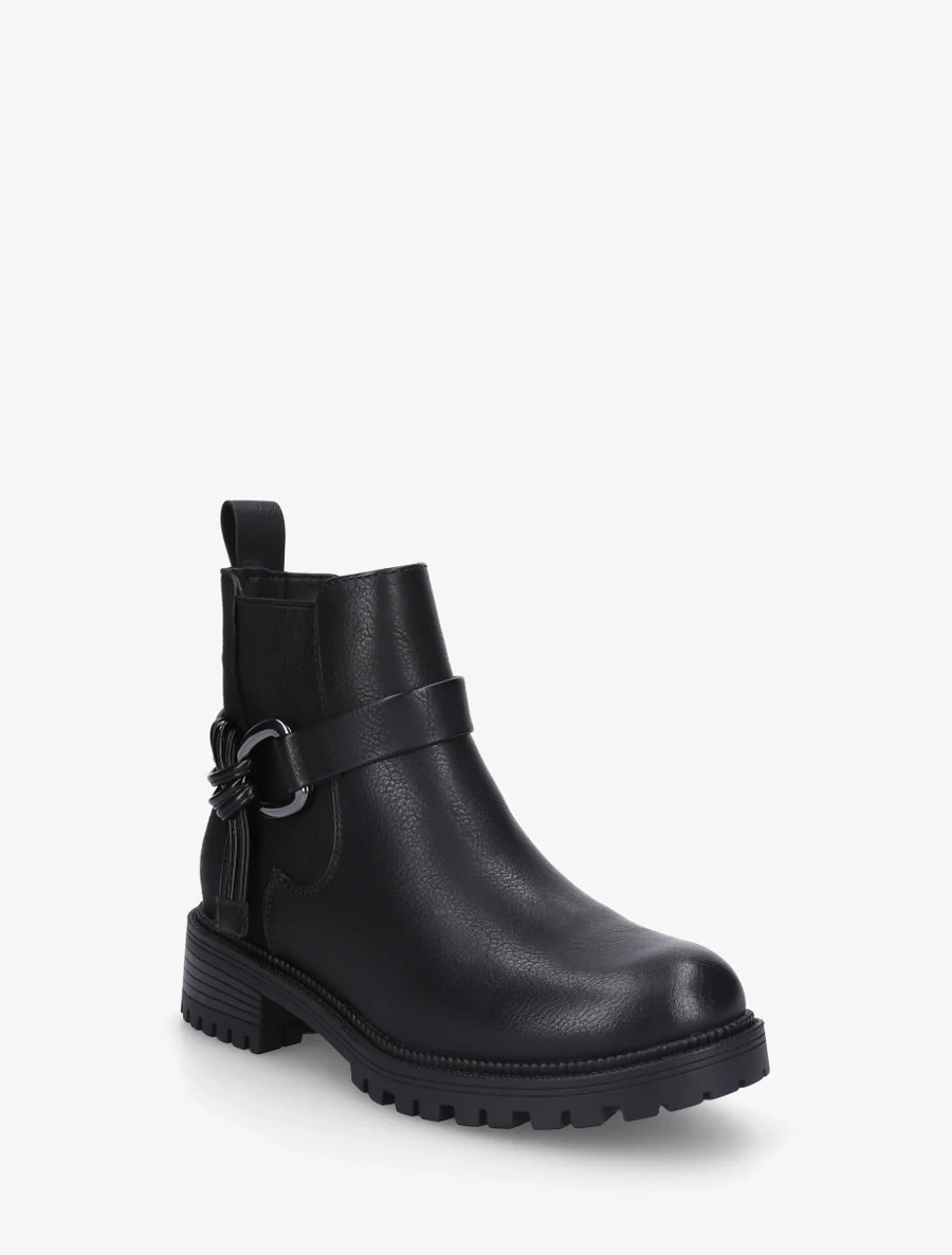 Bottines à cheville élastiquée et boucle - Noir - Image 2
