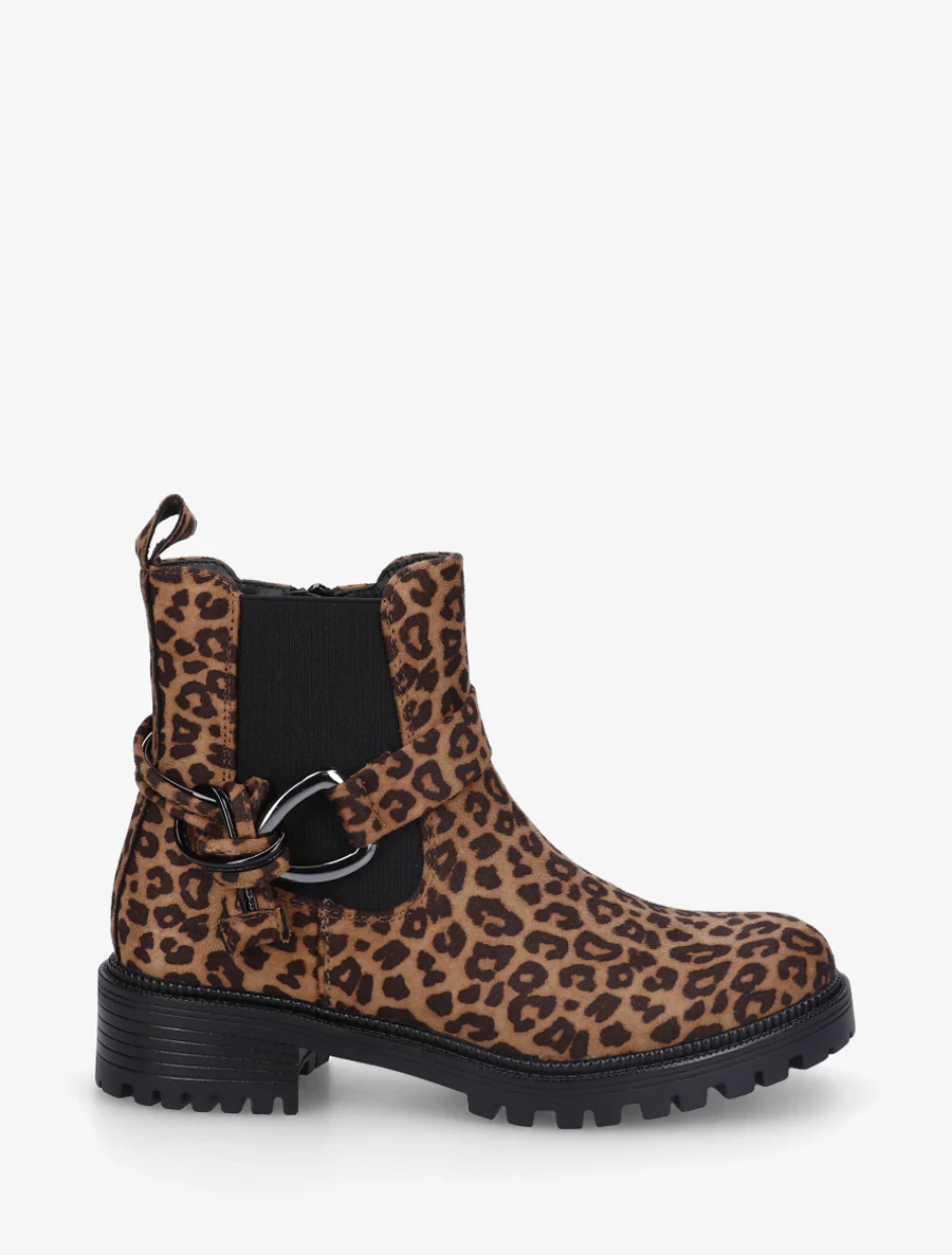 Bottines à cheville élastiquée et boucle - Camel