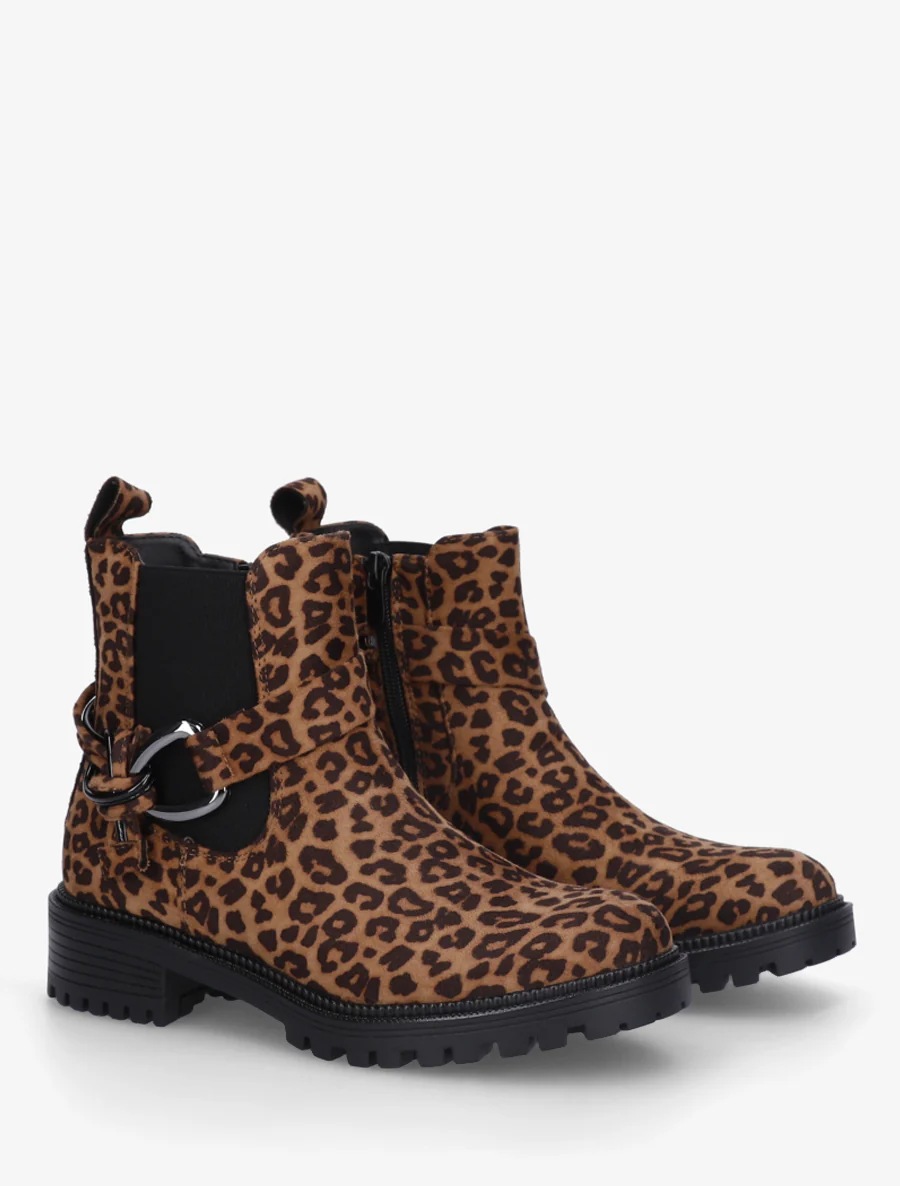 Bottines à cheville élastiquée et boucle - Camel - Image 4