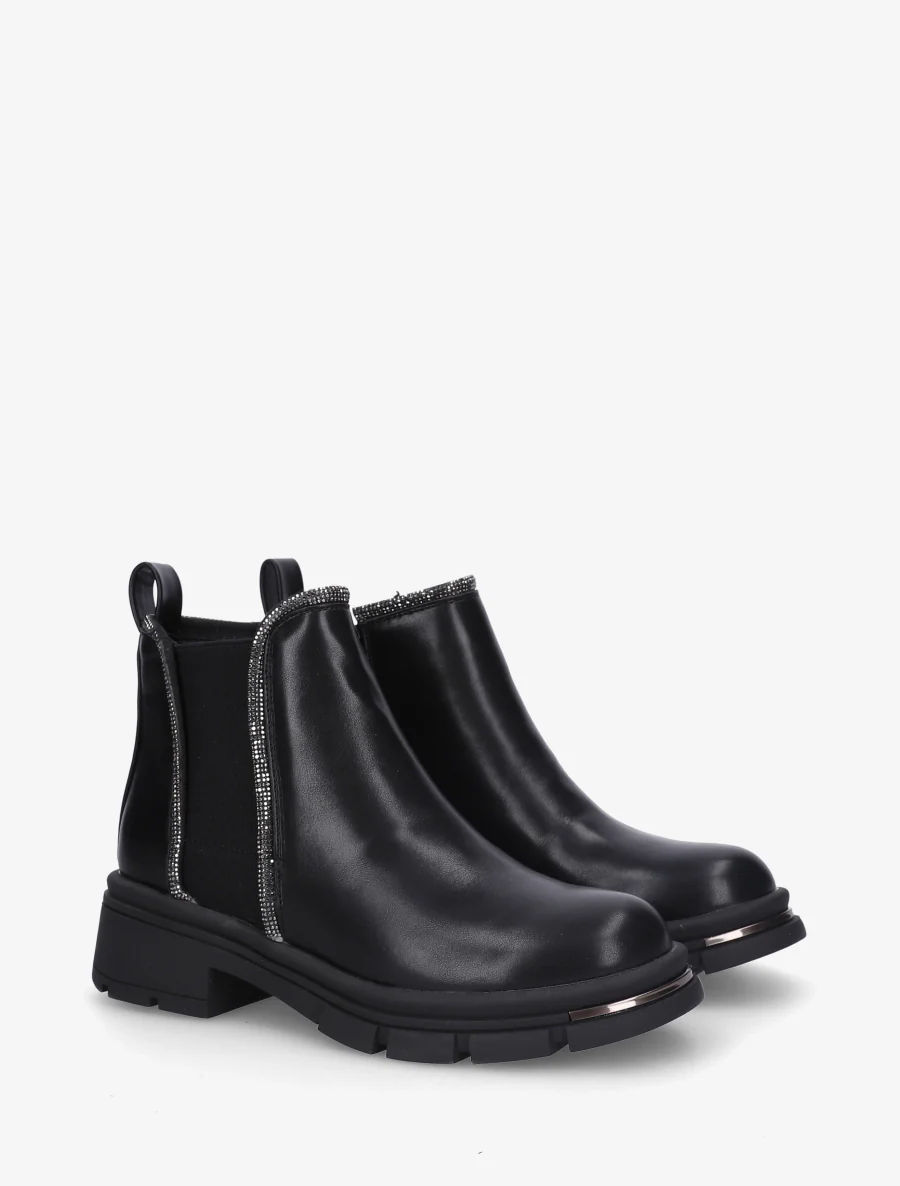 Bottines à cheville ornée de strass - Noir - Image 4