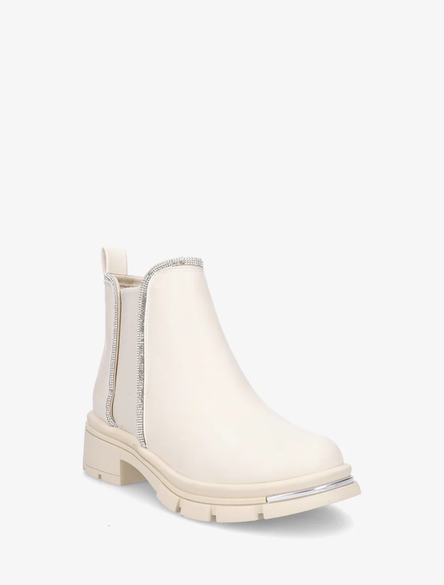 Bottines à cheville ornée de strass - Beige - Image 2