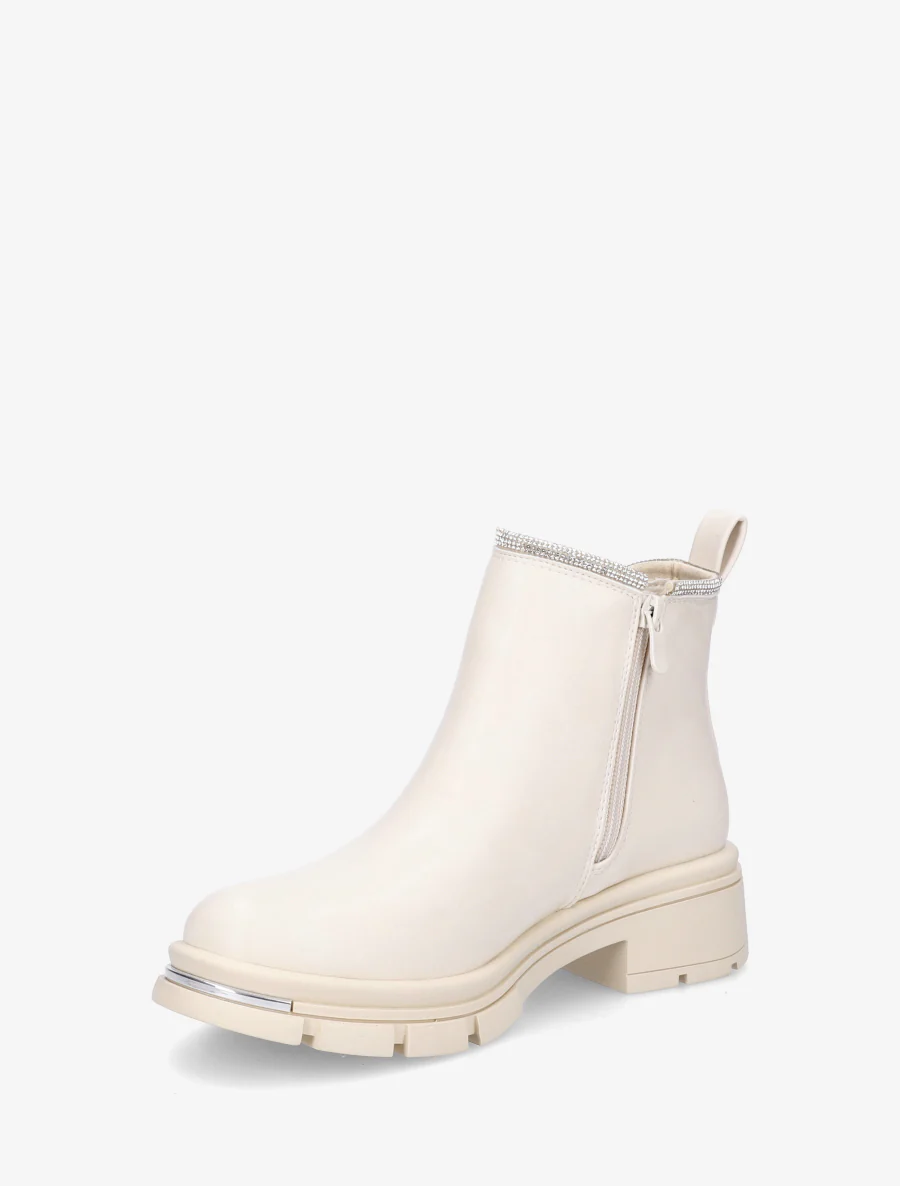 Bottines à cheville ornée de strass - Beige - Image 3