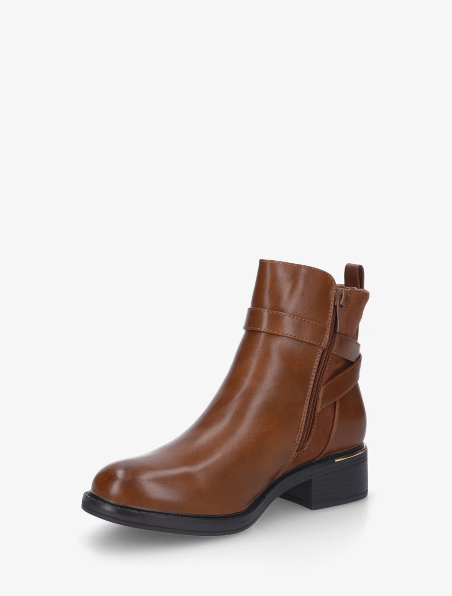 Bottines à contrefort en suédine - Camel - Image 3