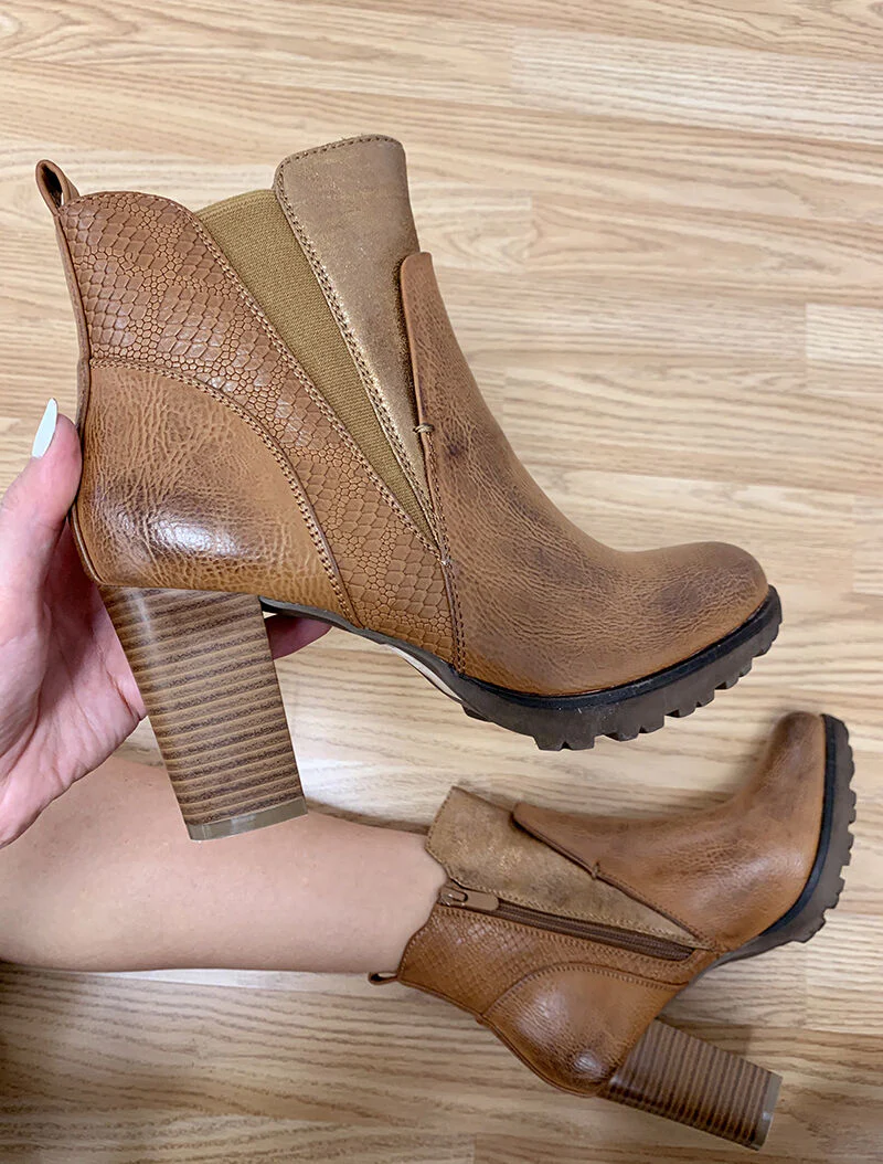 Bottines à détails style écailles - camel
