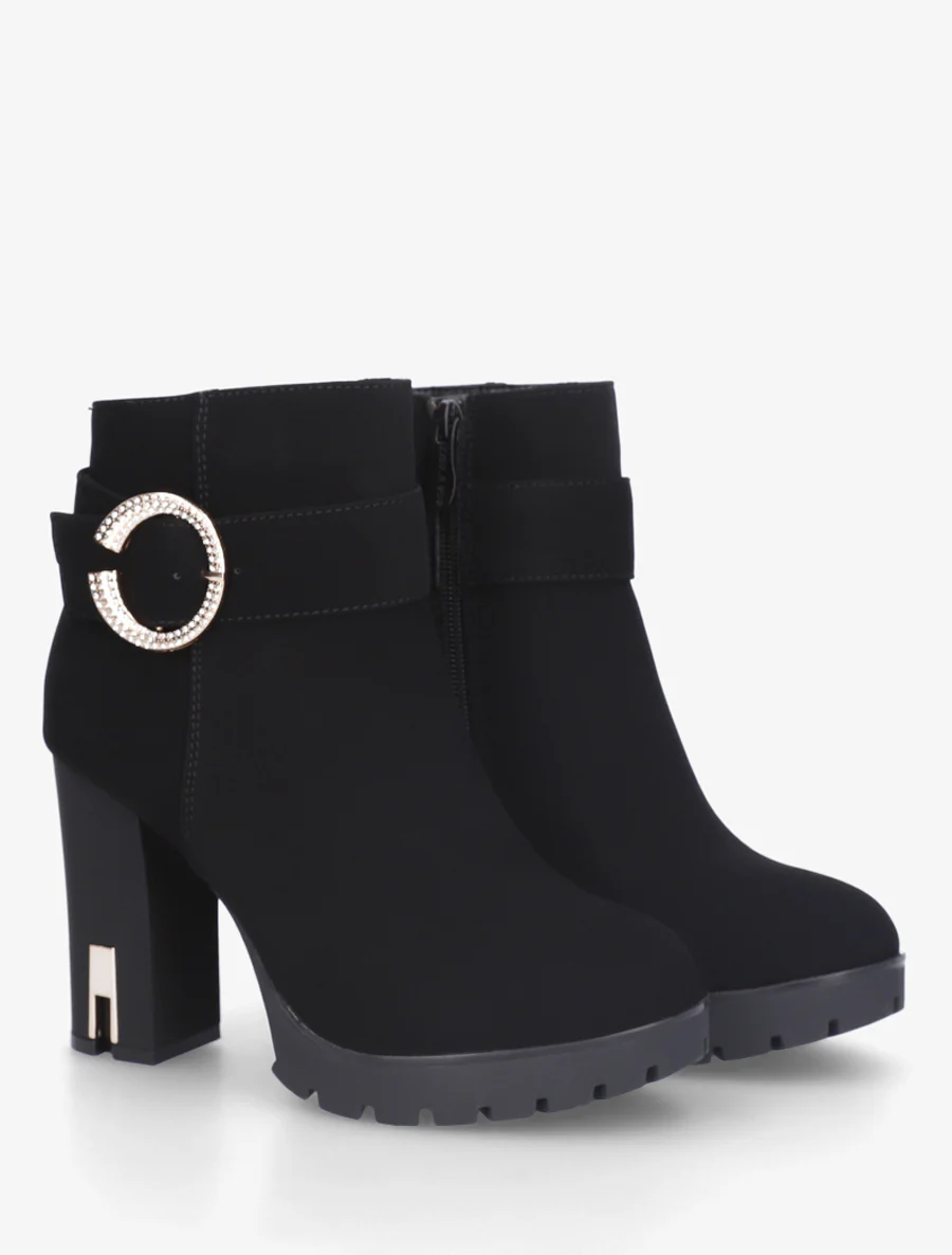 Bottines à empiècement bijou strassé - Noir - Image 4