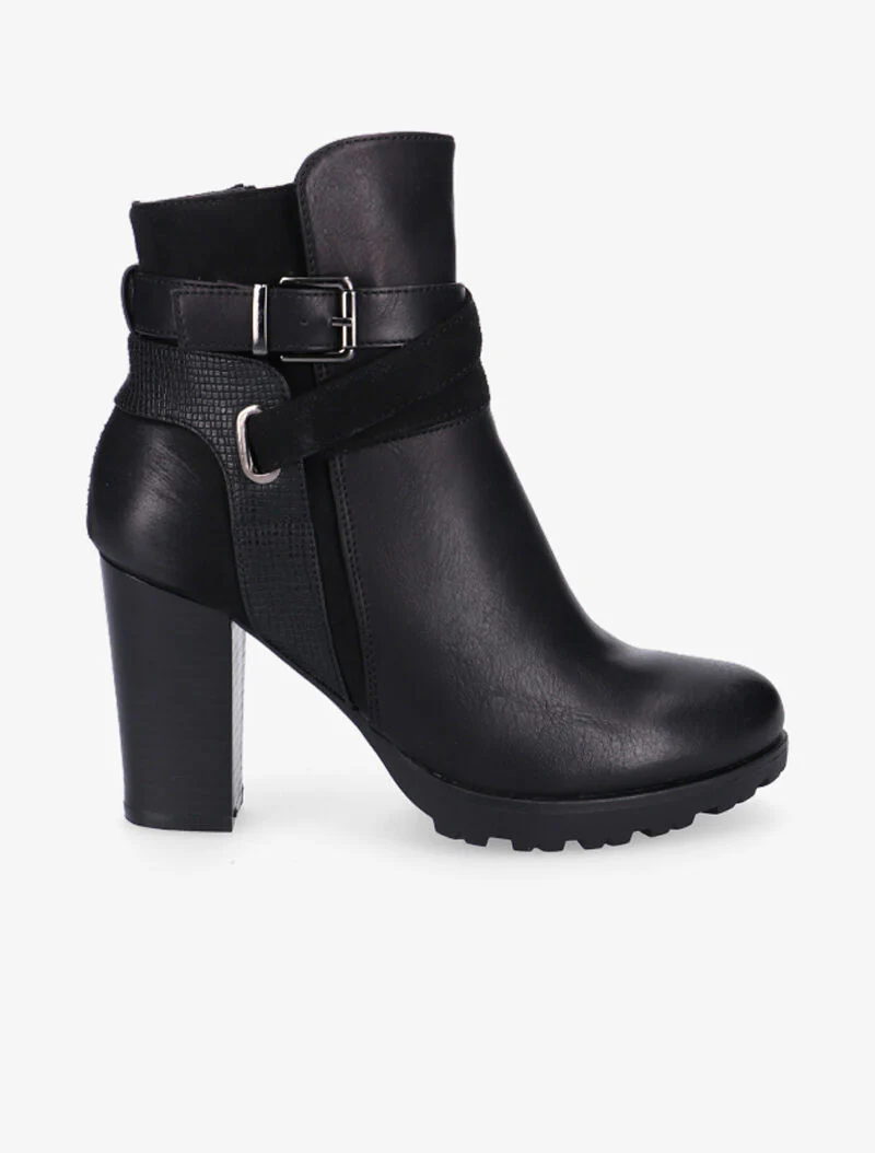 Bottines à empiècement et lanières - noir