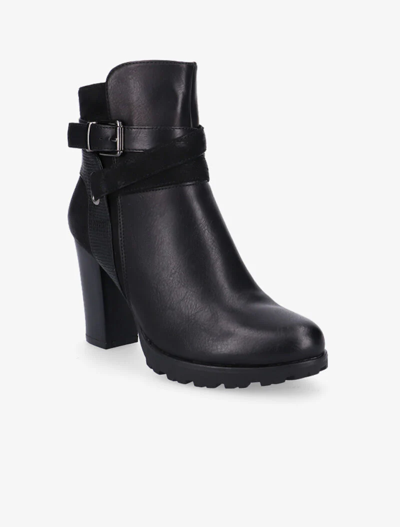 Bottines à empiècement et lanières - noir - Image 2
