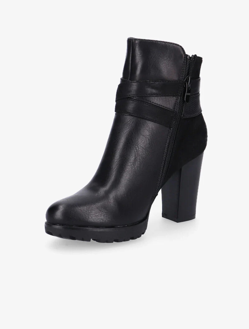 Bottines à empiècement et lanières - noir - Image 3