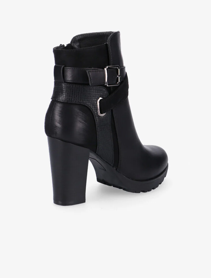Bottines à empiècement et lanières - noir - Image 4