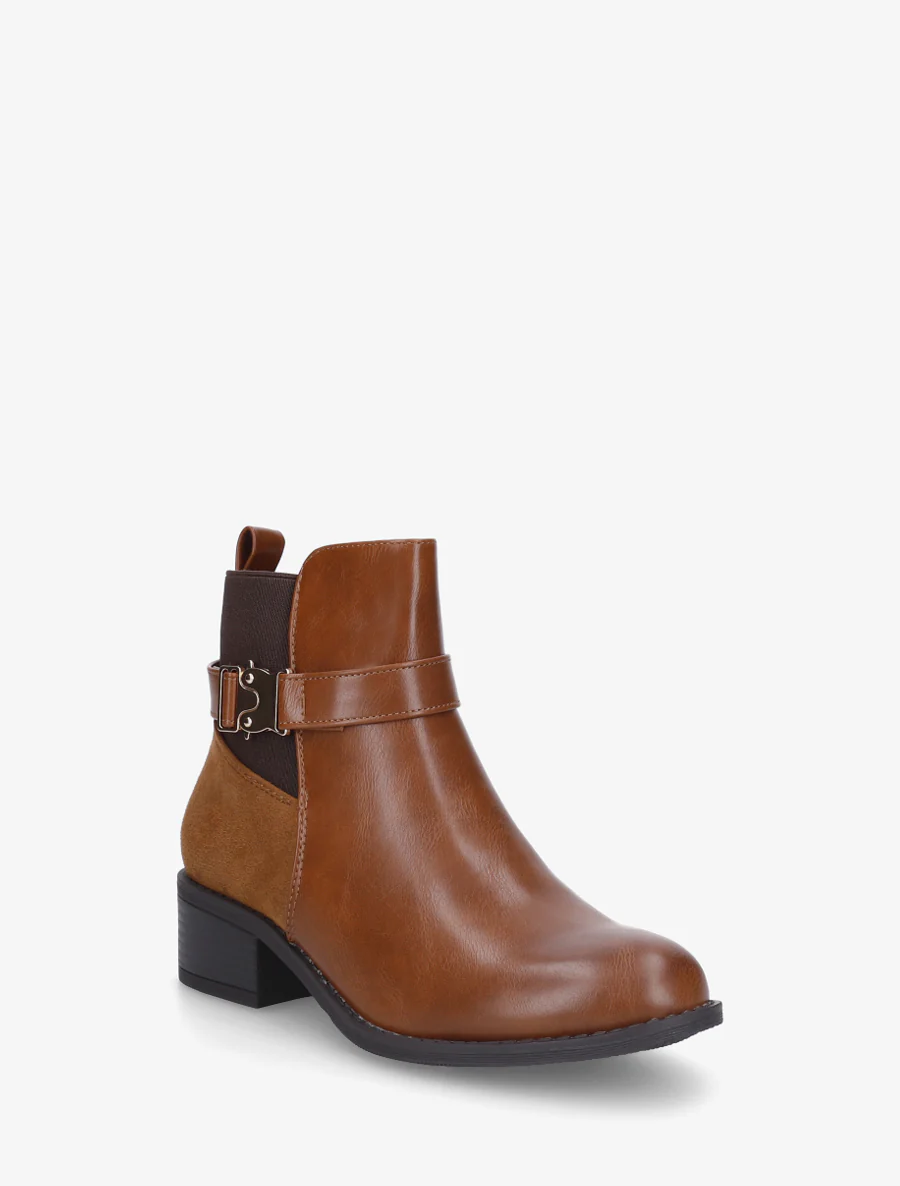 Bottines à empiècement métal - Camel - Image 2