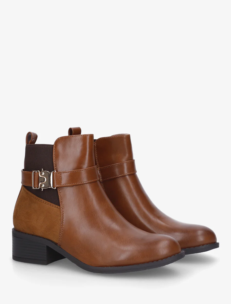 Bottines à empiècement métal - Camel - Image 4