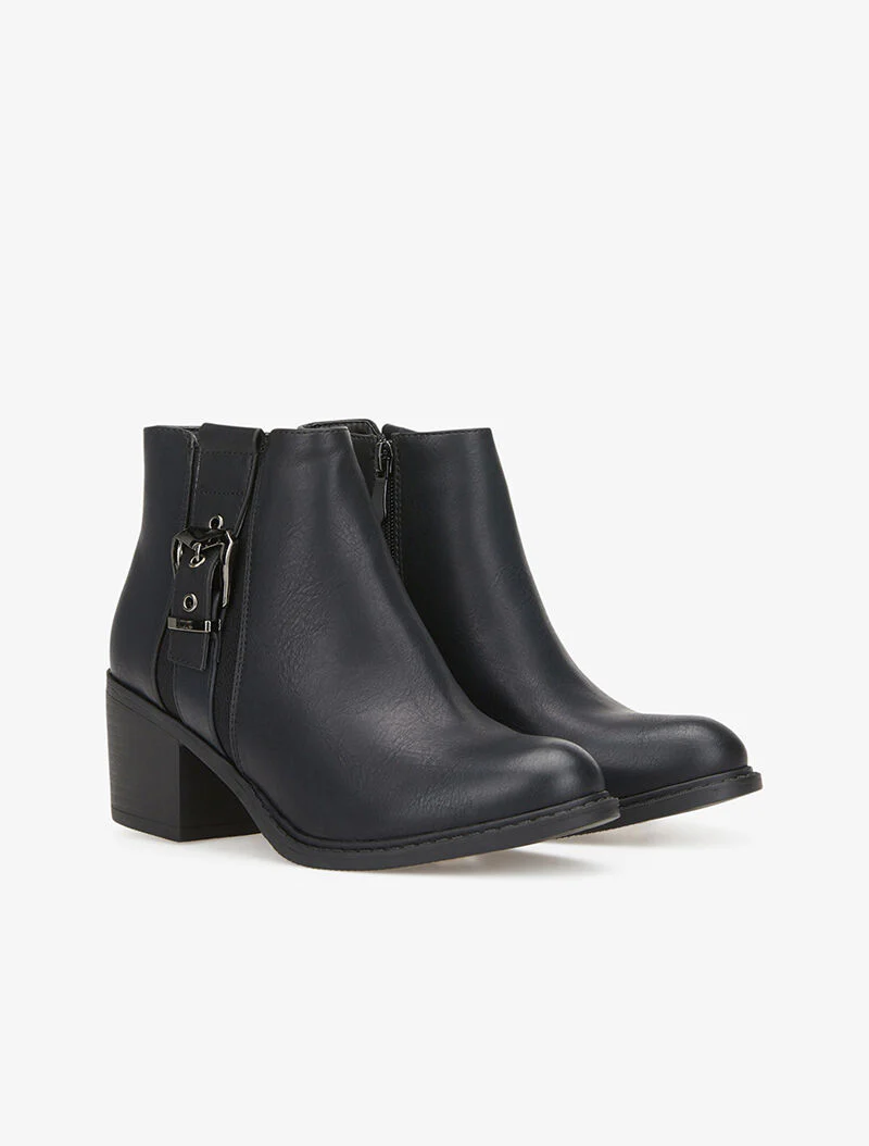 Bottines à quartier orné d'une boucle - noir
