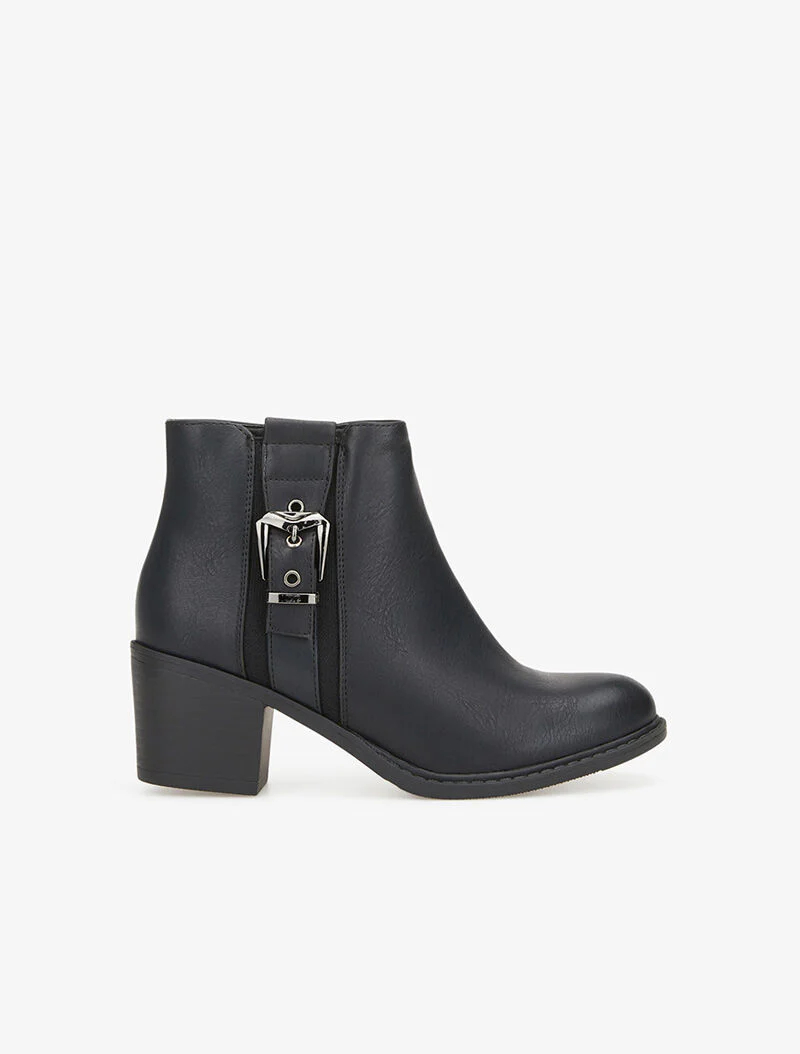 Bottines à quartier orné d'une boucle - noir - Image 2