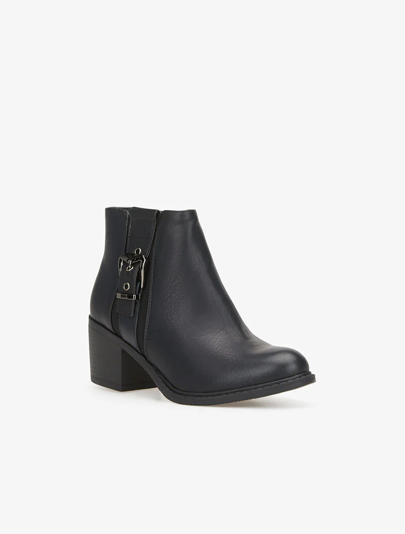Bottines à quartier orné d'une boucle - noir - Image 3