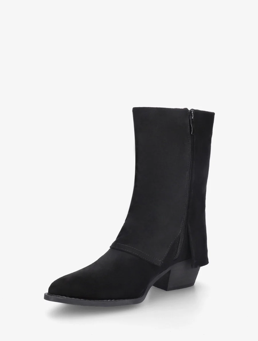 Bottines à revers et franges - Noir - Image 3