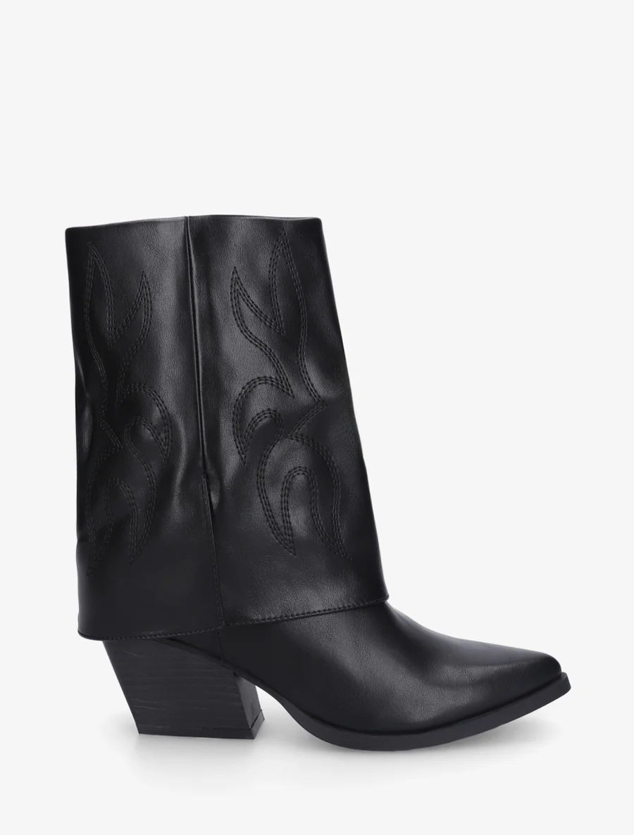 Bottines à revers et surpiqûres - Noir