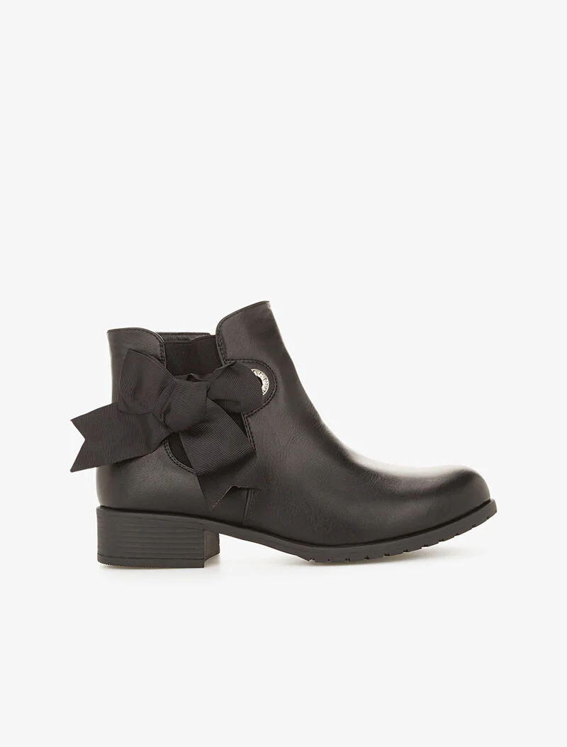 Bottines à rubans noeuds décoratifs - noir