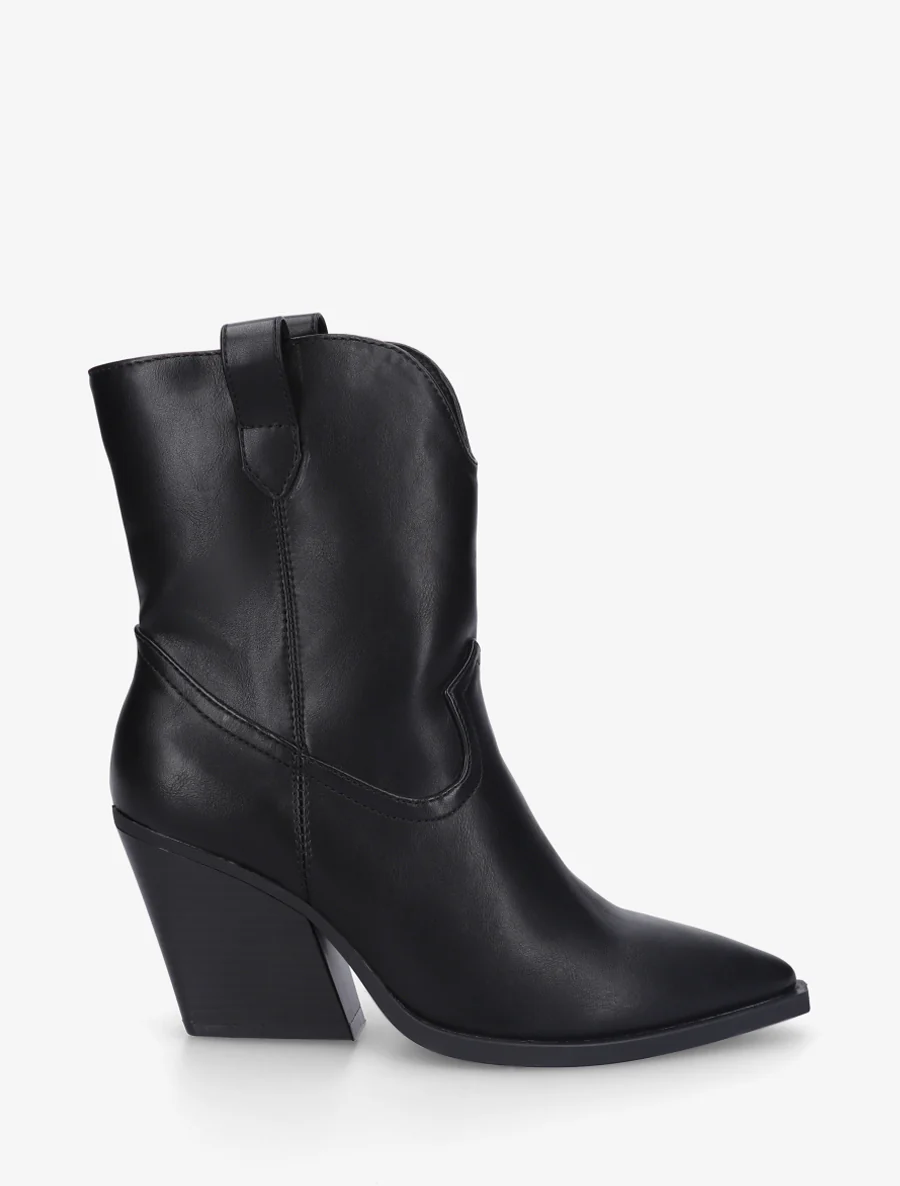 Bottines à talon bottier en simili - Noir