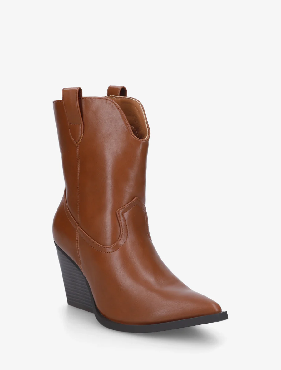 Bottines à talon bottier en simili - Camel - Image 2