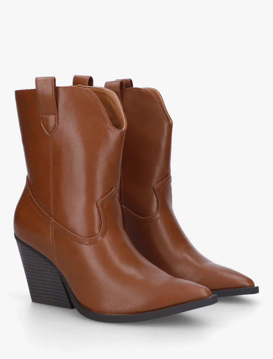 Bottines à talon bottier en simili - Camel - Image 4
