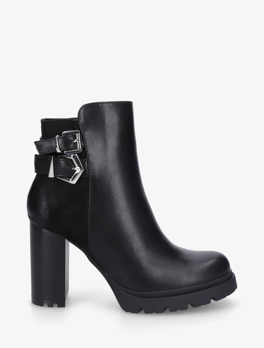 Bottines à talon et boucles - Noir